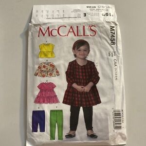 McCall's M7458 Toddler Pattern  top dress leggings 1/2 1 2 3 4
